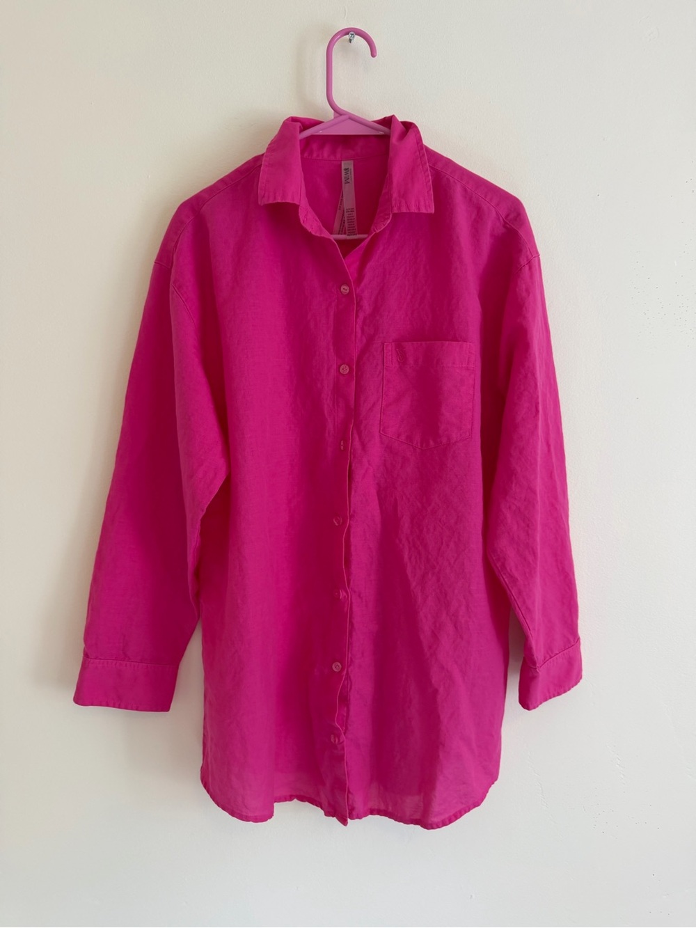 Victoria’s Secret Swim Pink Linen Blend Button Down Cover Up Shirt S